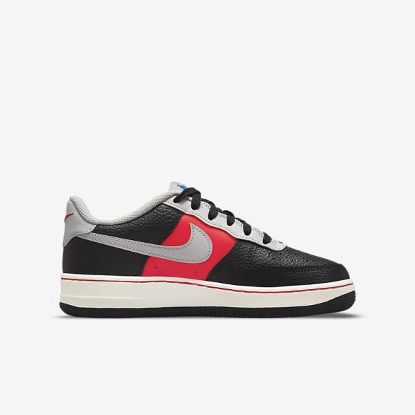 Kids' Nike Air Force 1 EMB Older Trainers Black / Grey / Red | NK854RUK