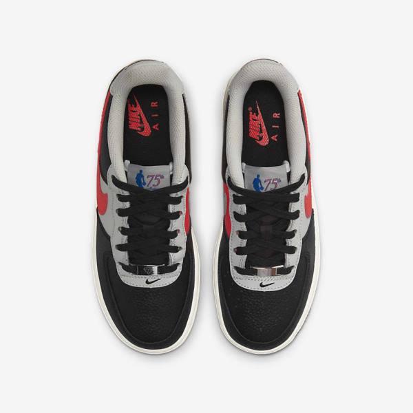 Kids' Nike Air Force 1 EMB Older Trainers Black / Grey / Red | NK854RUK