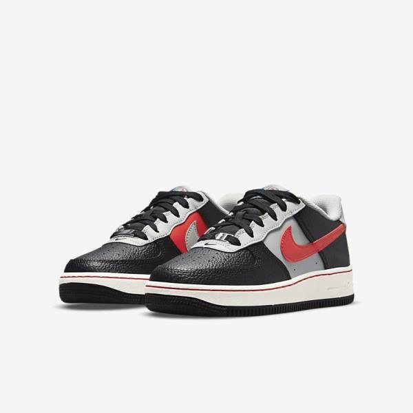 Kids' Nike Air Force 1 EMB Older Trainers Black / Grey / Red | NK854RUK