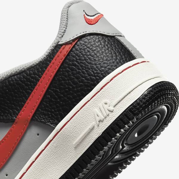 Kids' Nike Air Force 1 EMB Older Trainers Black / Grey / Red | NK854RUK