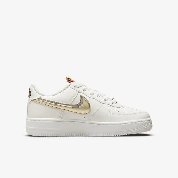 Kids' Nike Air Force 1 LV8 Older Trainers White / Pink / Metal Blue Grey | NK754MGS