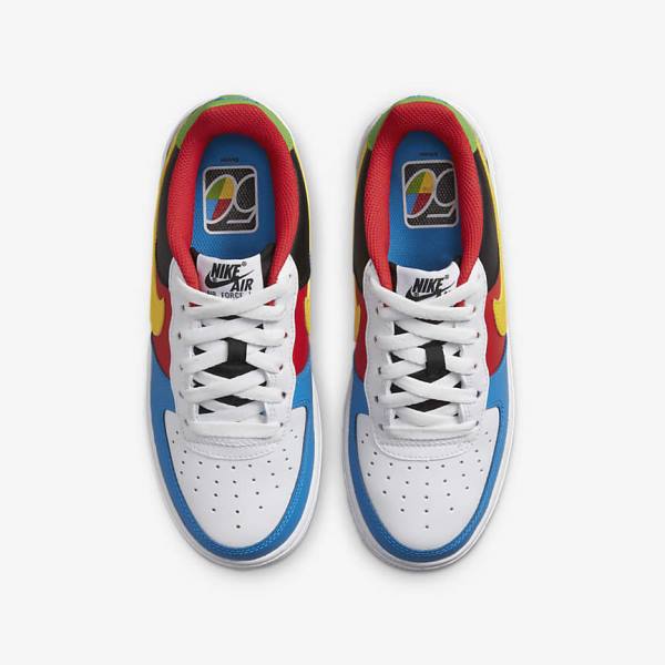 Kids' Nike Air Force 1 LV8 Older Trainers White / Red / Royal / Gold | NK980ZVR