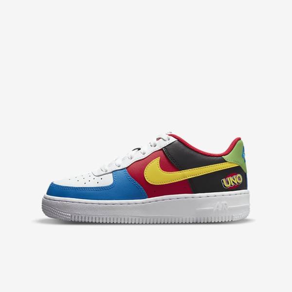 Kids\' Nike Air Force 1 LV8 Older Trainers White / Red / Royal / Gold | NK980ZVR