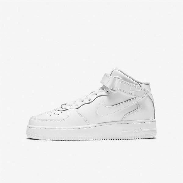 Kids\' Nike Air Force 1 Mid LE Older Basketball Shoes White | NK605YQX