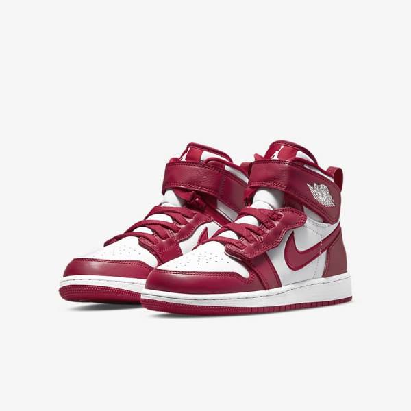 Kids' Nike Air Jordan 1 Hi FlyEase Older Trainers Red / White | NK628DQP