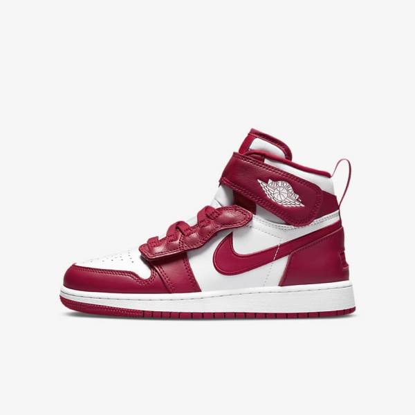 Kids\' Nike Air Jordan 1 Hi FlyEase Older Trainers Red / White | NK628DQP