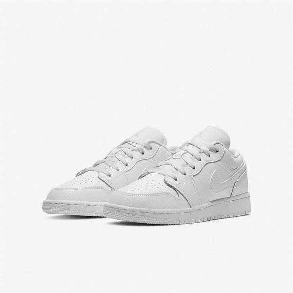 Kids' Nike Air Jordan 1 Low Older Trainers White | NK176DHY