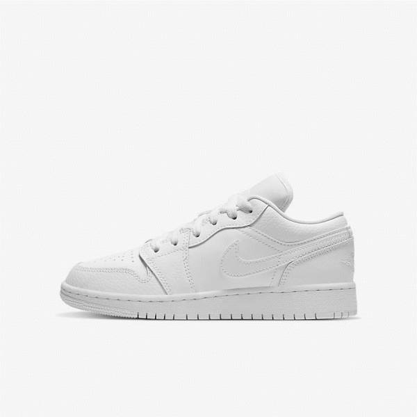 Kids\' Nike Air Jordan 1 Low Older Trainers White | NK176DHY