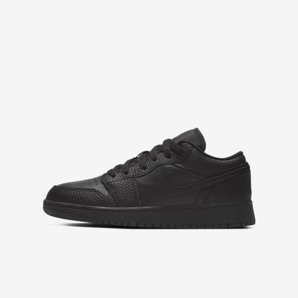 Kids\' Nike Air Jordan 1 Low Older Trainers Black | NK825WRK