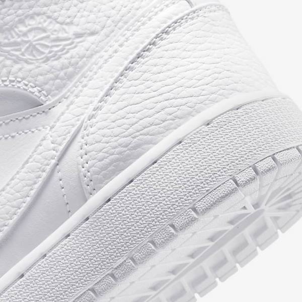 Kids' Nike Air Jordan 1 Mid Older Trainers White | NK590GMT