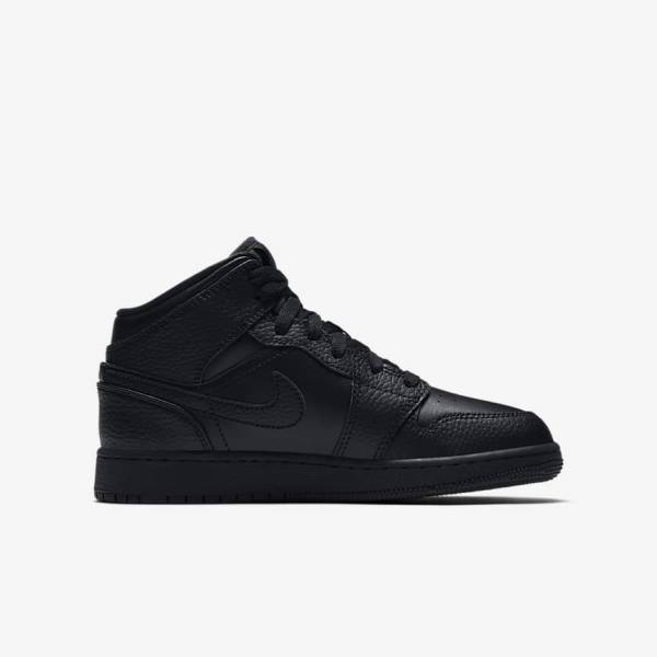 Kids' Nike Air Jordan 1 Mid Older Trainers Black | NK725HIQ