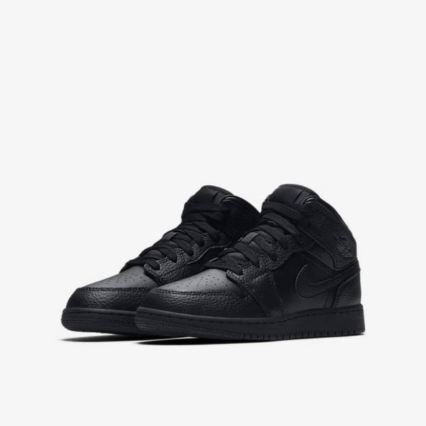 Kids' Nike Air Jordan 1 Mid Older Trainers Black | NK725HIQ