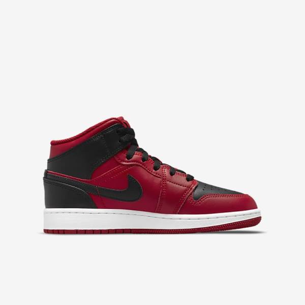 Kids' Nike Air Jordan 1 Mid Older Trainers Red / White / Black | NK817VRC