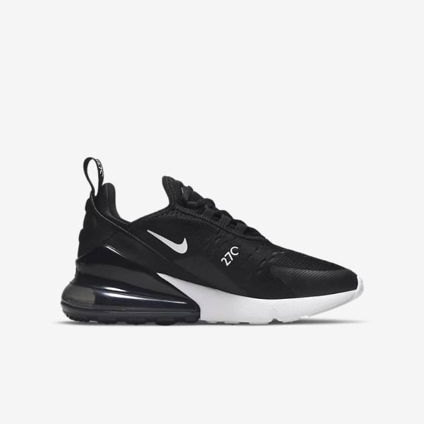 Kids' Nike Air Max 270 Older Trainers Black / Dark Grey / White | NK149PEW