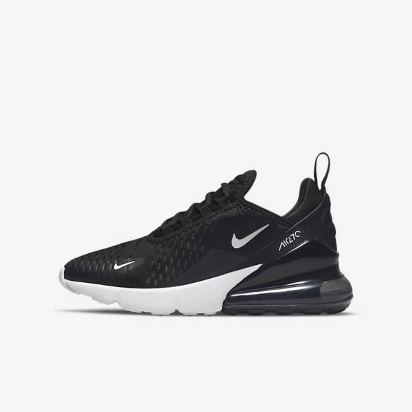 Kids\' Nike Air Max 270 Older Trainers Black / Dark Grey / White | NK149PEW