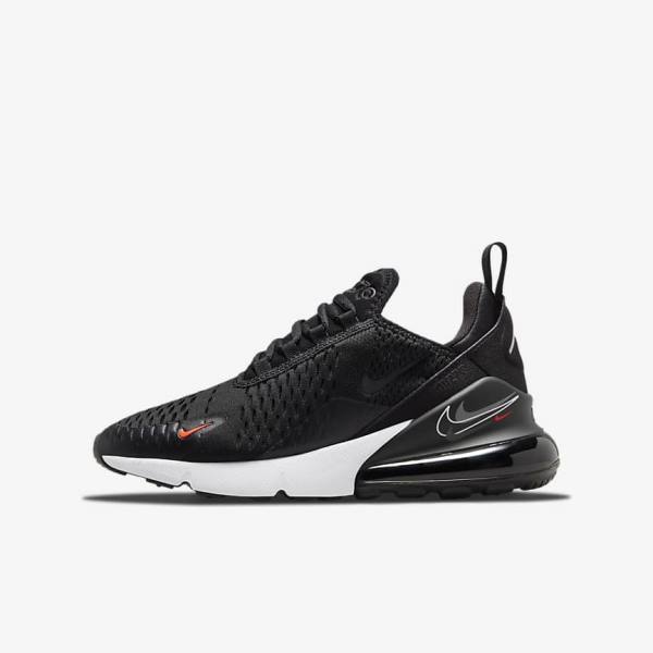 Kids\' Nike Air Max 270 Older Trainers Black / Grey | NK651QDT