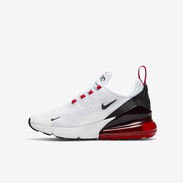 Kids\' Nike Air Max 270 Older Trainers White / Black / Red / Grey | NK301NEY