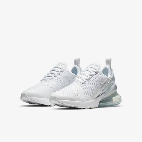 Kids' Nike Air Max 270 Older Trainers White / Metal Silver / White | NK816DYQ