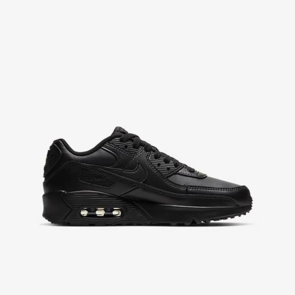 Kids' Nike Air Max 90 LTR Older Trainers Black / White | NK278IBX