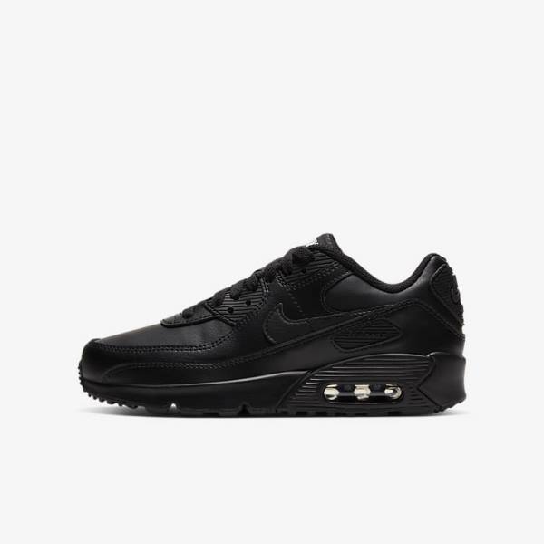 Kids\' Nike Air Max 90 LTR Older Trainers Black / White | NK278IBX