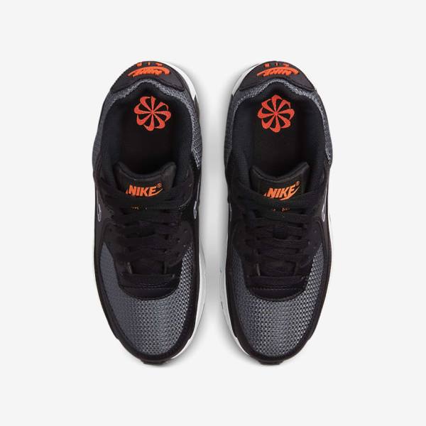 Kids' Nike Air Max 90 Older Trainers Black / Orange / Grey / White | NK840WNA