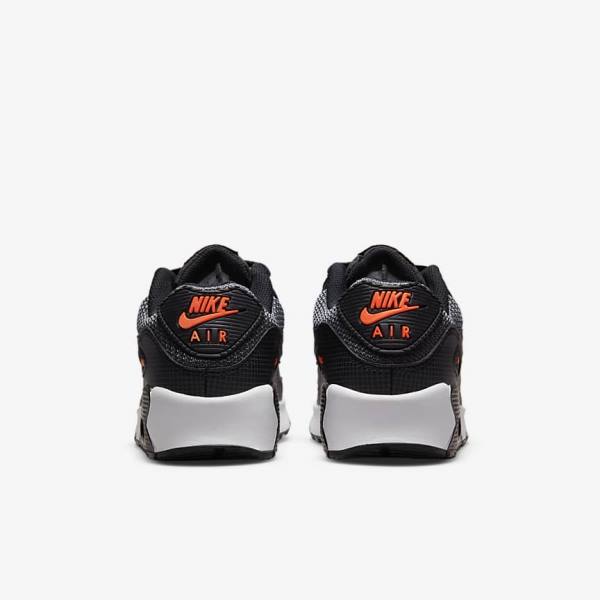 Kids' Nike Air Max 90 Older Trainers Black / Orange / Grey / White | NK840WNA