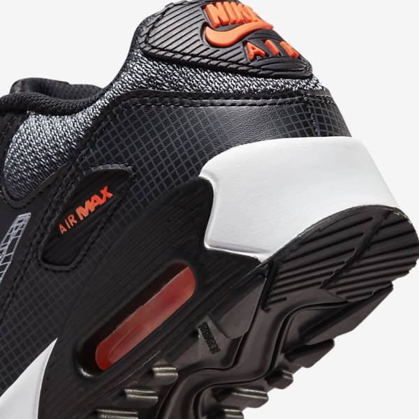 Kids' Nike Air Max 90 Older Trainers Black / Orange / Grey / White | NK840WNA