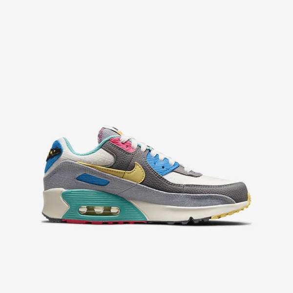 Kids' Nike Air Max 90 Older Trainers Grey / Pink | NK831VOW