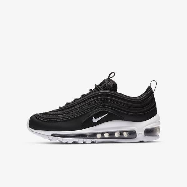 Kids\' Nike Air Max 97 Older Trainers Black / White | NK218PZR