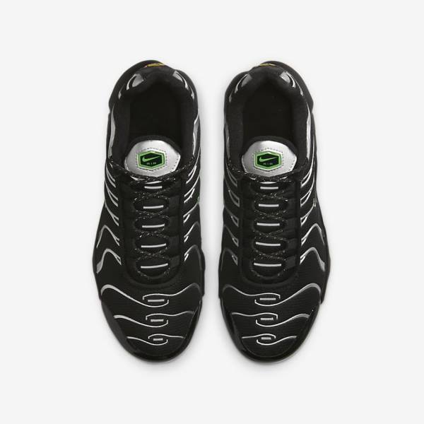 Kids' Nike Air Max Plus Older Trainers Black / Green / Metal Silver / Black | NK941REG