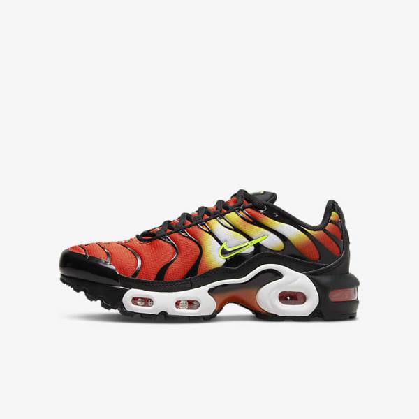 Kids\' Nike Air Max Plus Older Trainers Orange / Gold / Black | NK956JCO