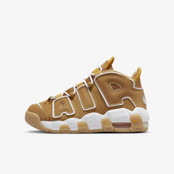 Kids\' Nike Air More Uptempo Older Trainers Brown / Light Brown / White | NK407WLC