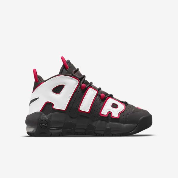 Kids' Nike Air More Uptempo Older Trainers Grey / Black / Red / White | NK537RDV