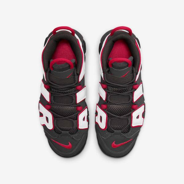 Kids' Nike Air More Uptempo Older Trainers Grey / Black / Red / White | NK537RDV