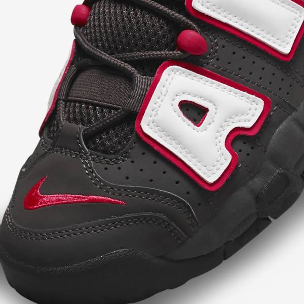 Kids' Nike Air More Uptempo Older Trainers Grey / Black / Red / White | NK537RDV