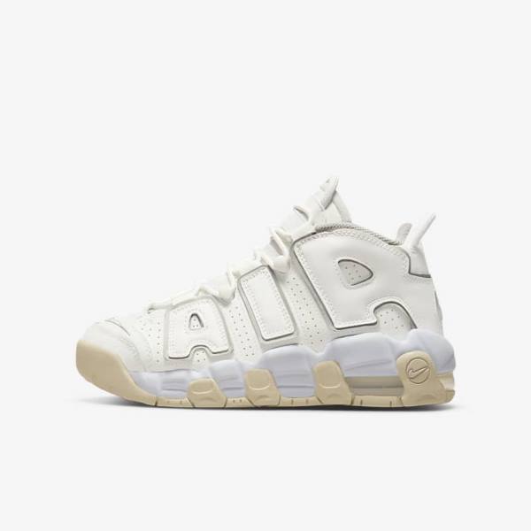 Kids\' Nike Air More Uptempo Older Trainers White / Brown / Light | NK581BTK