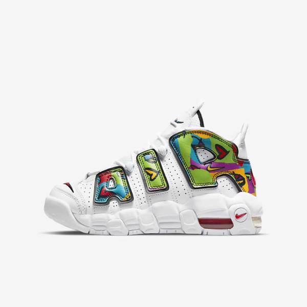 Kids\' Nike Air More Uptempo Older Trainers White | NK873HNG