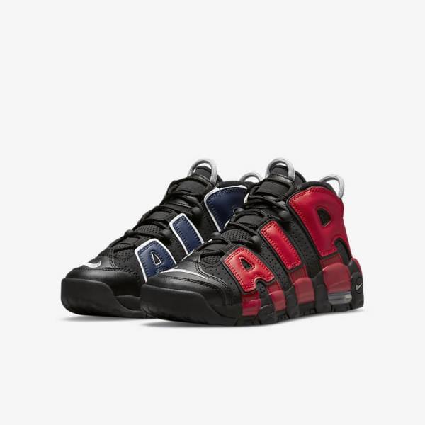 Kids' Nike Air More Uptempo Older Trainers Black / Navy / White / Red | NK965PUD