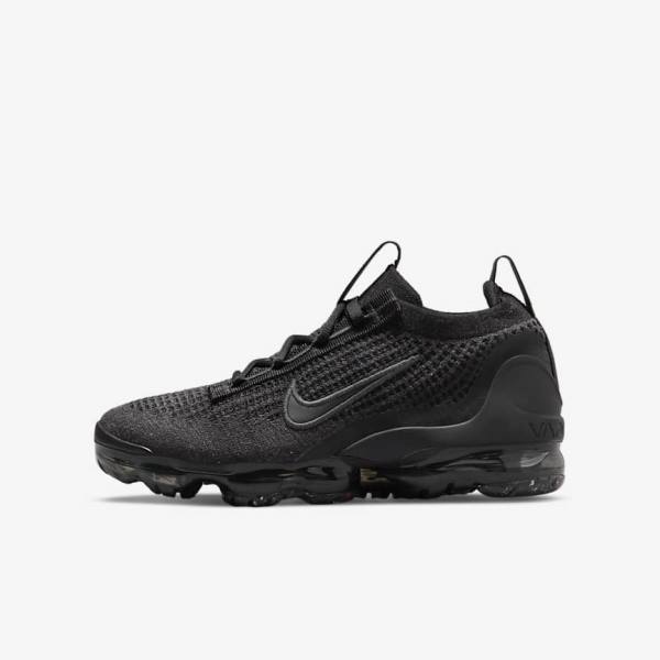 Kids\' Nike Air VaporMax 2021 FK Older Trainers Black / Dark Grey | NK129RBF