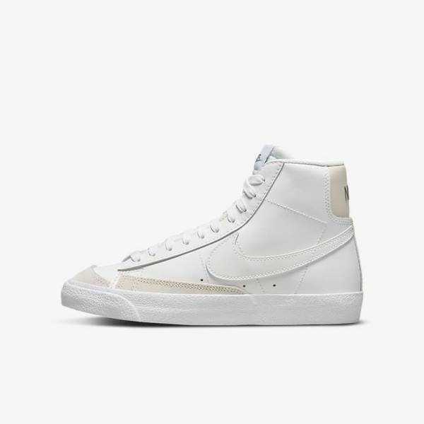 Kids\' Nike Blazer Mid 77 Older Basketball Shoes White / Light Brown / White | NK259WXO