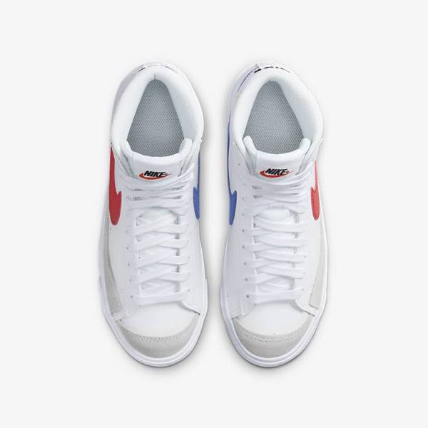 Kids' Nike Blazer Mid 77 Older Basketball Shoes White / Blue / Black / Red | NK602FSK