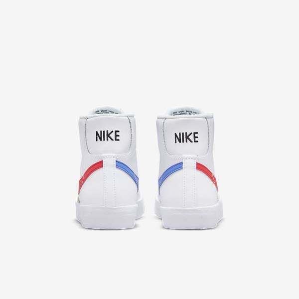 Kids' Nike Blazer Mid 77 Older Basketball Shoes White / Blue / Black / Red | NK602FSK