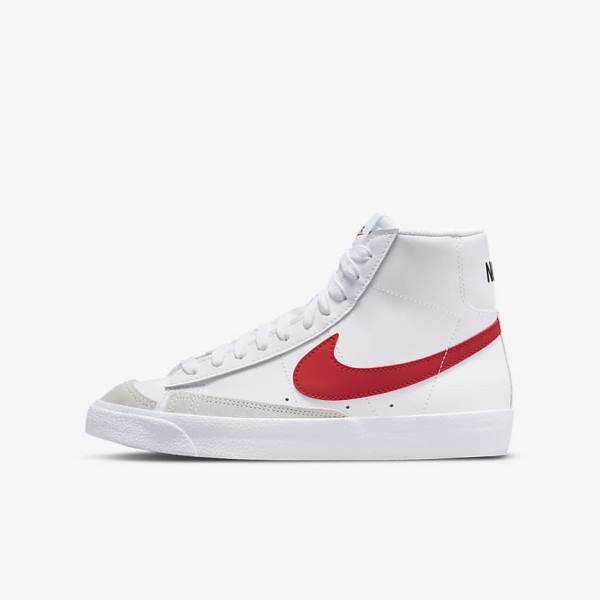 Kids\' Nike Blazer Mid 77 Older Basketball Shoes White / Blue / Black / Red | NK602FSK