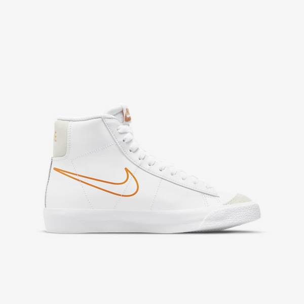 Kids' Nike Blazer Mid 77 Older Basketball Shoes White / Black / White | NK840KLW