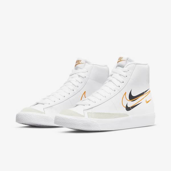 Kids' Nike Blazer Mid 77 Older Basketball Shoes White / Black / White | NK840KLW