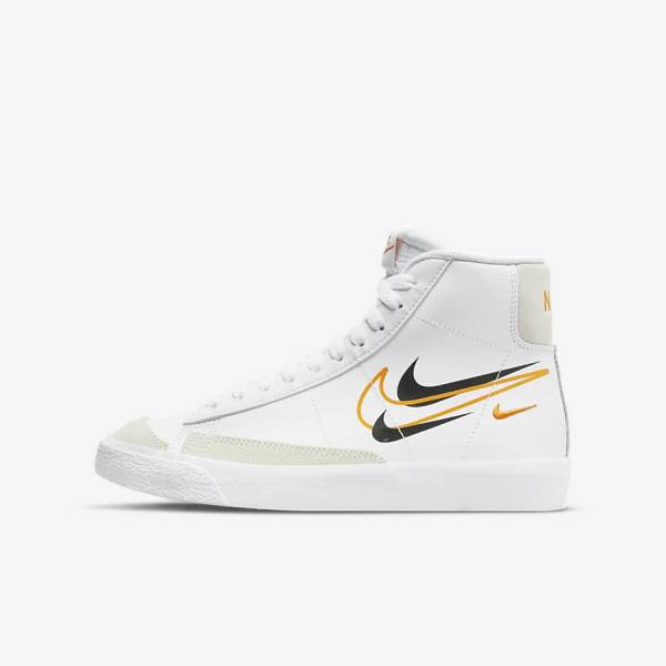 Kids\' Nike Blazer Mid 77 Older Basketball Shoes White / Black / White | NK840KLW