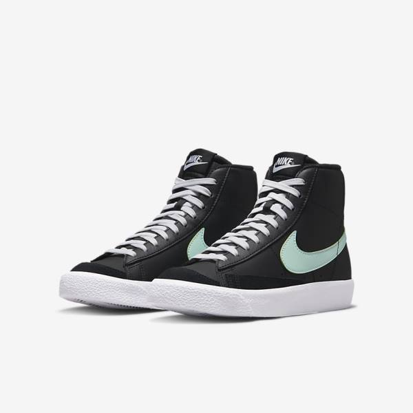 Kids' Nike Blazer Mid 77 Older Trainers Black / White / Mint | NK150TLN