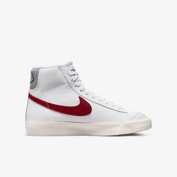 Kids' Nike Blazer Mid 77 Older Trainers White / Light Grey / Red | NK597HQO