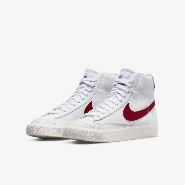 Kids' Nike Blazer Mid 77 Older Trainers White / Light Grey / Red | NK597HQO