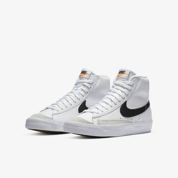 Kids' Nike Blazer Mid 77 Older Trainers White / Orange / Black | NK798BNK